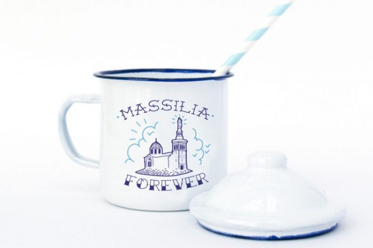 mug en émail avec capuchon massilia forever